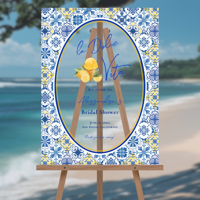 Mediterranean Tiles Italian Summer Bridal Shower Acrylschild (Von Creator hochgeladen)
