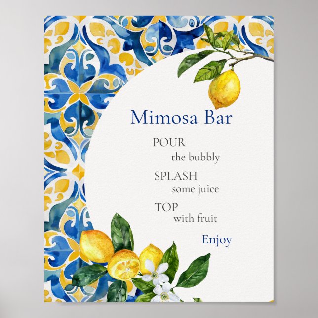 Mediterranean Tiles Lemon 25. Geburtstag Mimosa Ba Poster (Vorne)