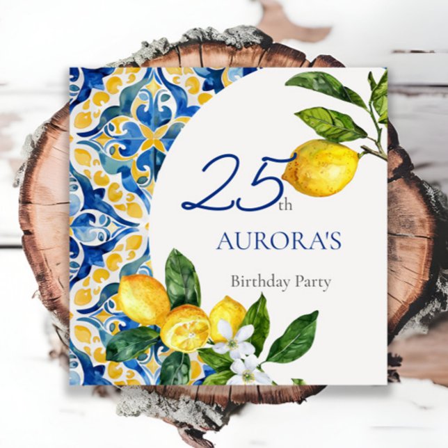 Mediterranean Tiles Lemon 25. Geburtstag Serviette (Von Creator hochgeladen)