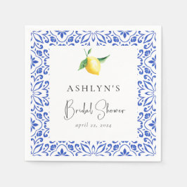 Mediterranean Tiles Lemon Brautparty Napkins Serviette