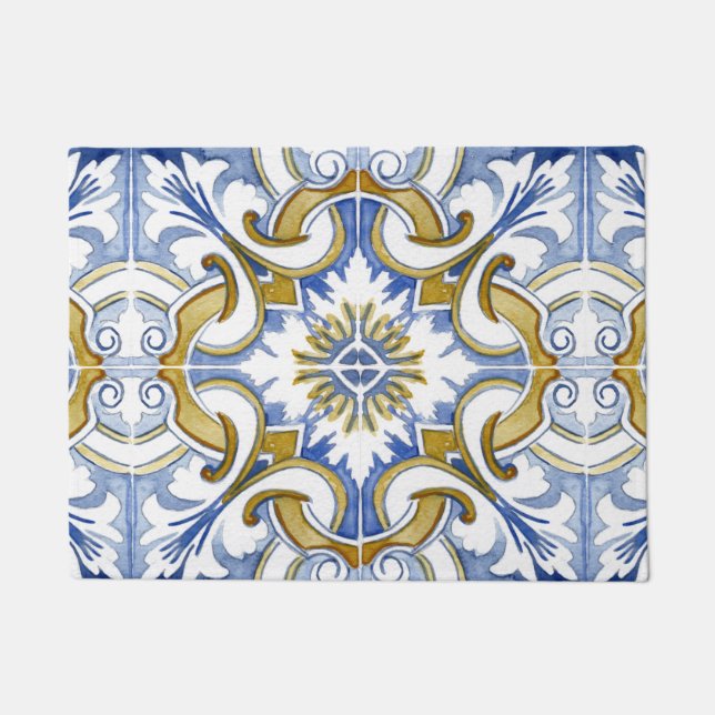Mediterranean tiles, majolica,Sicilian style     Fußmatte (Vorderseite)