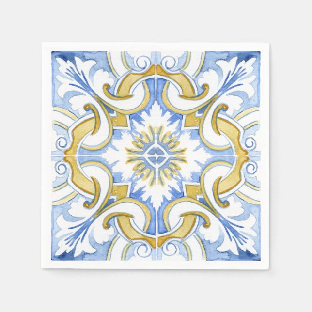 Mediterranean tiles, majolica,Sicilian style    Serviette (Vorderseite)