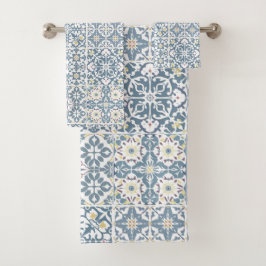 Mediterranean Tiles, Moroccan, Majolica, Azulejo Badhandtuch Set