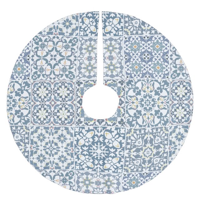 Mediterranean Tiles, Moroccan, Majolica, Azulejo Polyester Weihnachtsbaumdecke (Vorderseite)