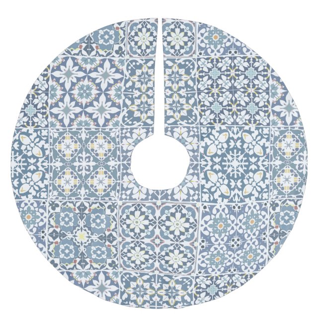 Mediterranean Tiles, Moroccan, Majolica, Azulejo Polyester Weihnachtsbaumdecke (Vorderseite)