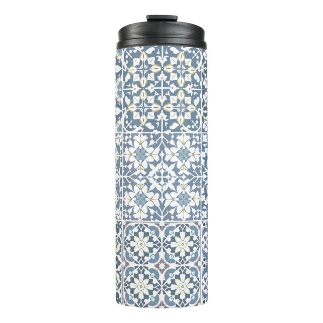 Mediterranean Tiles, Moroccan, Majolica, Azulejo Thermosbecher (Vorderseite)