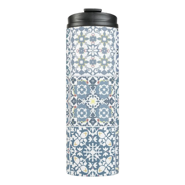 Mediterranean Tiles, Moroccan, Majolica, Azulejo Thermosbecher (Vorderseite)