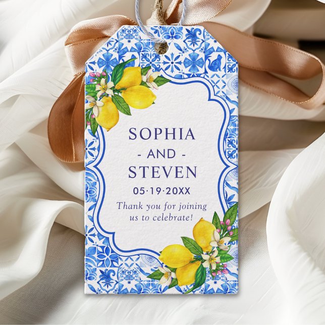 Mediterranean Tiles Summer Wedding Geschenkanhänger (Von Creator hochgeladen)