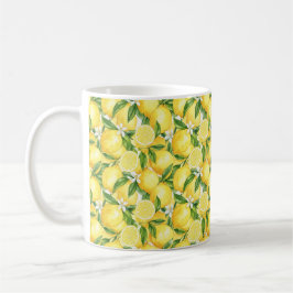 Mediterranean Watercolor Lemon & Blossom Pattern Kaffeetasse