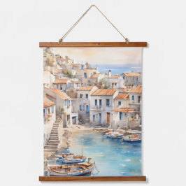 Mediterranean y wandteppich mit holzrahmen