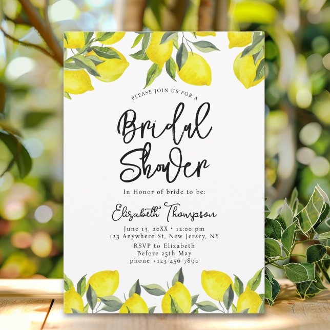 Mediterranean Yellow Lemon Bridal shower Einladung (Von Creator hochgeladen)