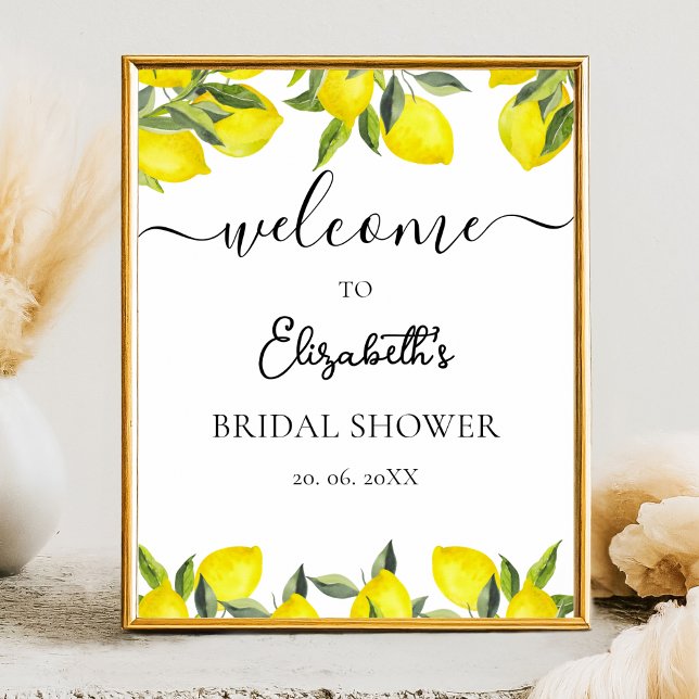 Mediterranean Yellow Lemon Bridal shower Poster (Von Creator hochgeladen)