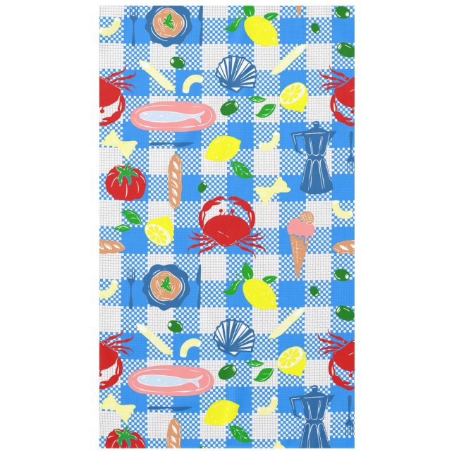 mediterraner Meerespicknick Meeresfrüchte Krabbe G Tischdecke (Vorderseite)