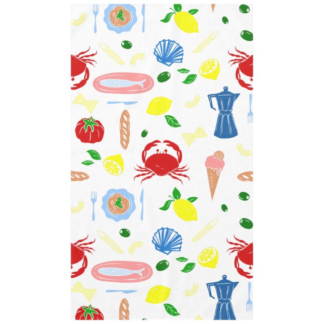 mediterraner Strandpicknick Meeresfrüchte Krabbe Tischdecke (Vorderseite)