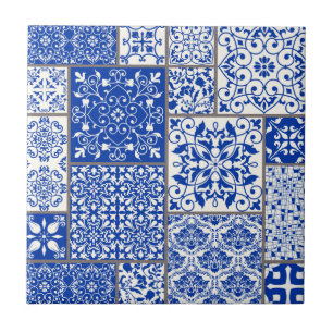 Mediterranes Blau und Weiß Azulejo Majolica Mosaik Fliese