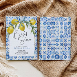Mediterranes blaues Tile-Brautparty Einladung