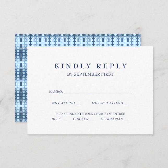 Mediterranes Blue Griry Key Wedding RSVP Italia Einladung (Vorne/Hinten)