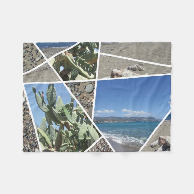 Mediterranes Collage Design Fleecedecke (Vorderseite (Horizontal))