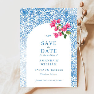 mediterranes Fliesenmuster Hochzeit Save The Date