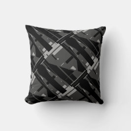 Mediterranes graues Holzkohle Schwarzes Diagonal-M Kissen