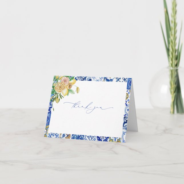 Mediterranes Lemon Brautparty Danke Karte (Vorderseite)