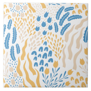 Mediterranes Orangenblau Pink Blumenmuster Niedlic Fliese