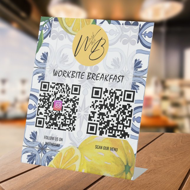 Mediterranes Restaurant Menü Instagram Qr Code Sockelschild (Von Creator hochgeladen)