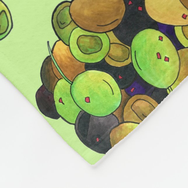 Mediterranes Schwarzes Grün gemischte Oliven Griec Fleecedecke (Ecke)