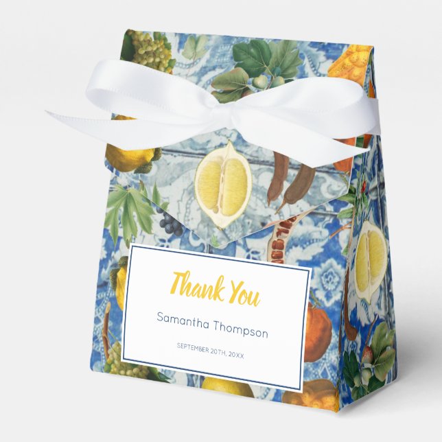 Mediterranes Sommerfrucht Blue Mosaic Babydusche Geschenkschachtel (Vorderseite)