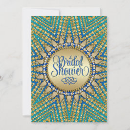 Mediterranes Sun Gold Glitzer Brautparty Einladung