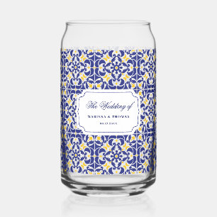 Mediterranes Tiles Blue & Yellow Wedding-Geschenk Dosenglas