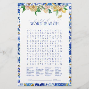 Mediterranes Word Search Brautparty