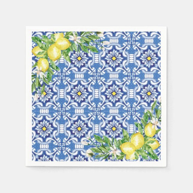 Mediterranes Zitronenpapier Napkin Serviette (Vorderseite)