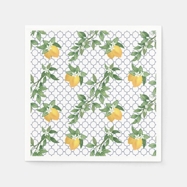 Mediterranes Zitronenpapier Napkin Serviette (Vorderseite)