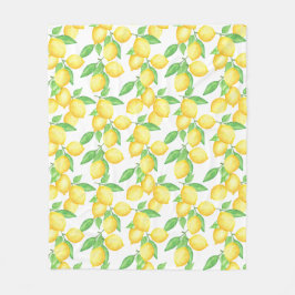 Mediterrenean Citrus Lemon pattern Fleecedecke