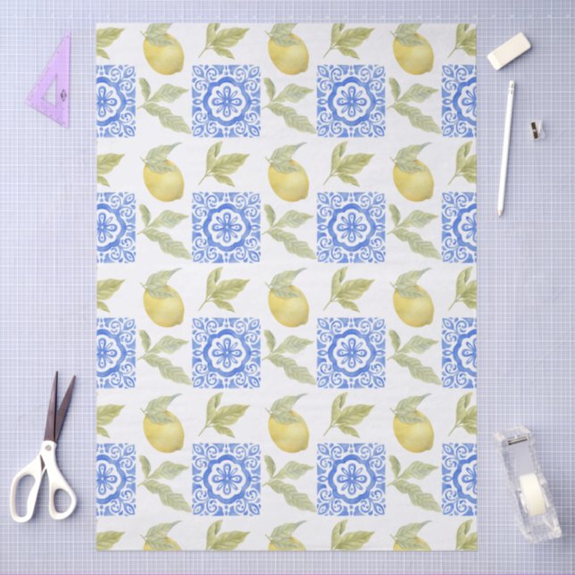 Mediterrenean Citrus Lemon pattern Seidenpapier (Basteln)