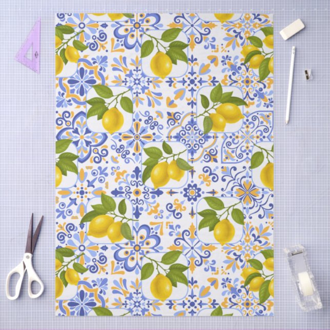 Mediterrenean Citrus Lemon pattern Seidenpapier (Basteln)