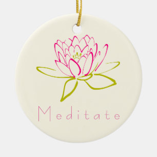 Meditieren. Blume Lotus/Wasserlilie Illustration Keramik Ornament