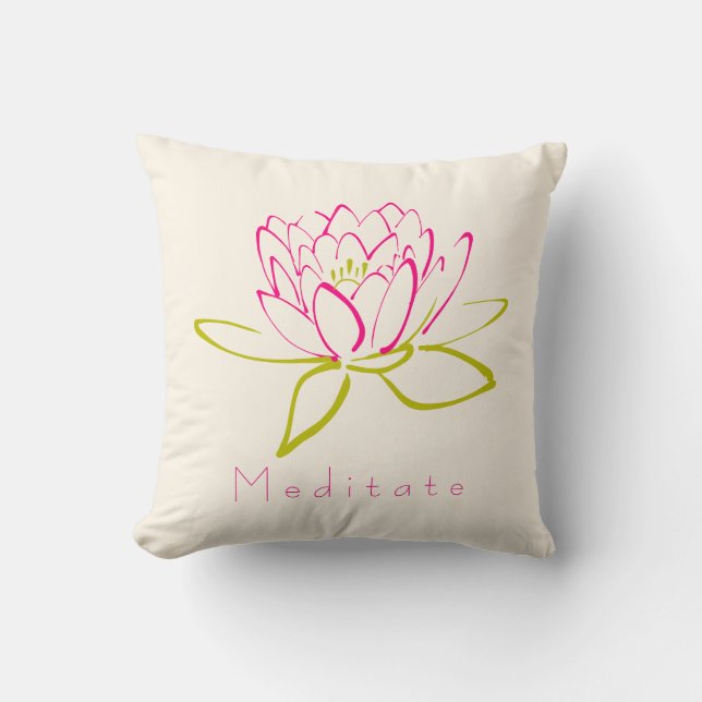 Meditieren. Blume Lotus/Wasserlilie Illustration Kissen (Vorderseite)