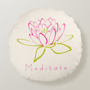 Meditieren. Blume Lotus/Wasserlilie Illustration Rundes Kissen