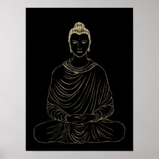 Meditieren des Goldenen Buddha Poster