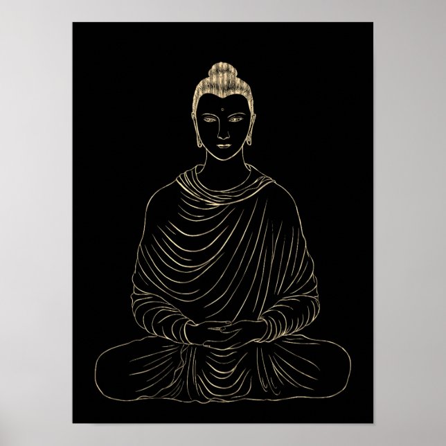Meditieren des Goldenen Buddha Poster (Vorne)