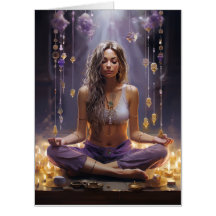 Meditieren des Yoga Girl, Kristalle Amethyst Gebur