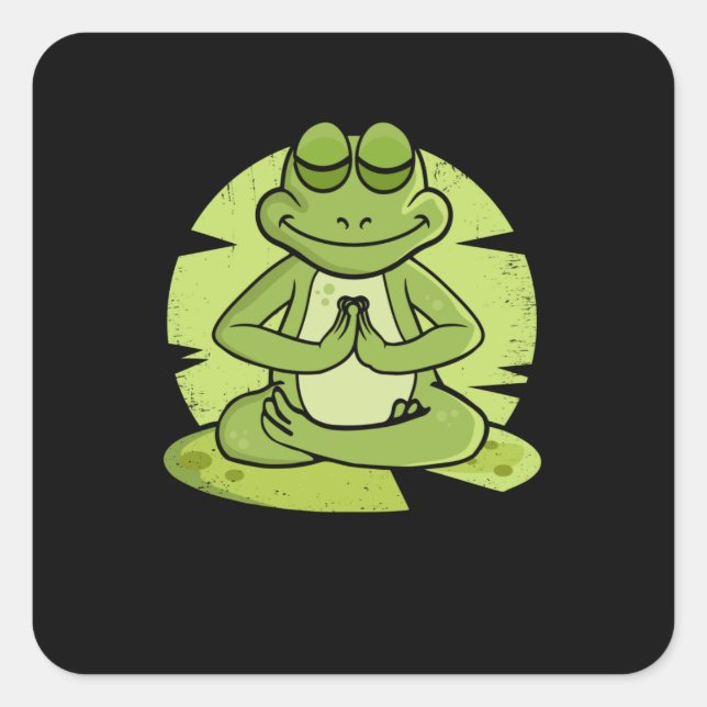 Meditieren Frosch Lover Men Yoga Geschenk Meditati Quadratischer Aufkleber (Vorderseite)
