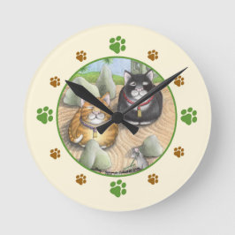Meditieren von Katzen Zen-Uhr Runde Wanduhr