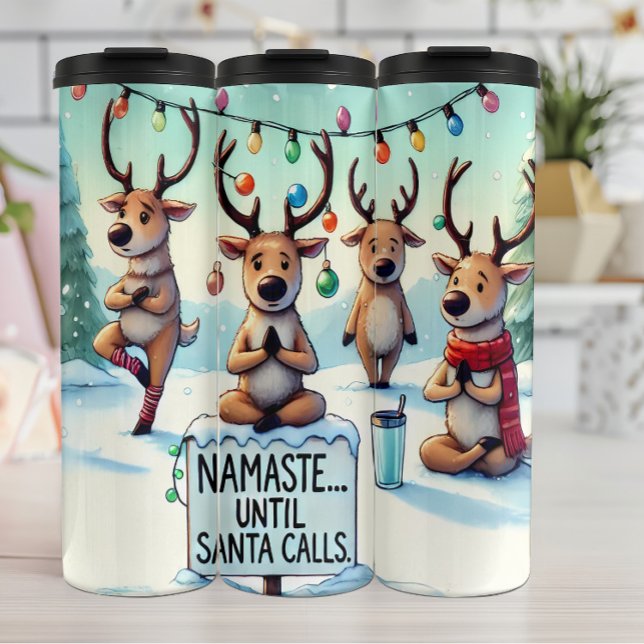 Meditieren von Rentieren bis Weihnachten Thermosbecher (Von Creator hochgeladen)