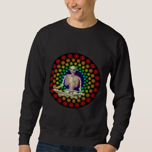 Meditieren von Skelett Sweatshirt (Vorderseite)