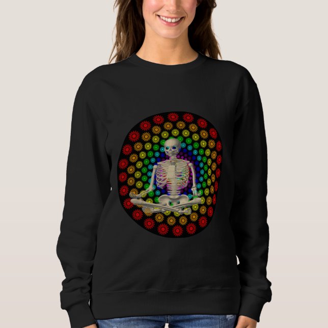 Meditieren von Skelett Sweatshirt (Vorderseite)