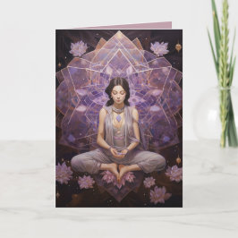 Meditieren von Yoga Crystals Amethyst Lotus Birthd Karte