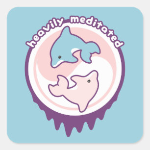 Meditierende Delphine mit Yin Yang Quadratischer Aufkleber